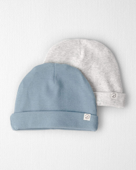 Baby 2-Pack Organic Cotton Rib Caps