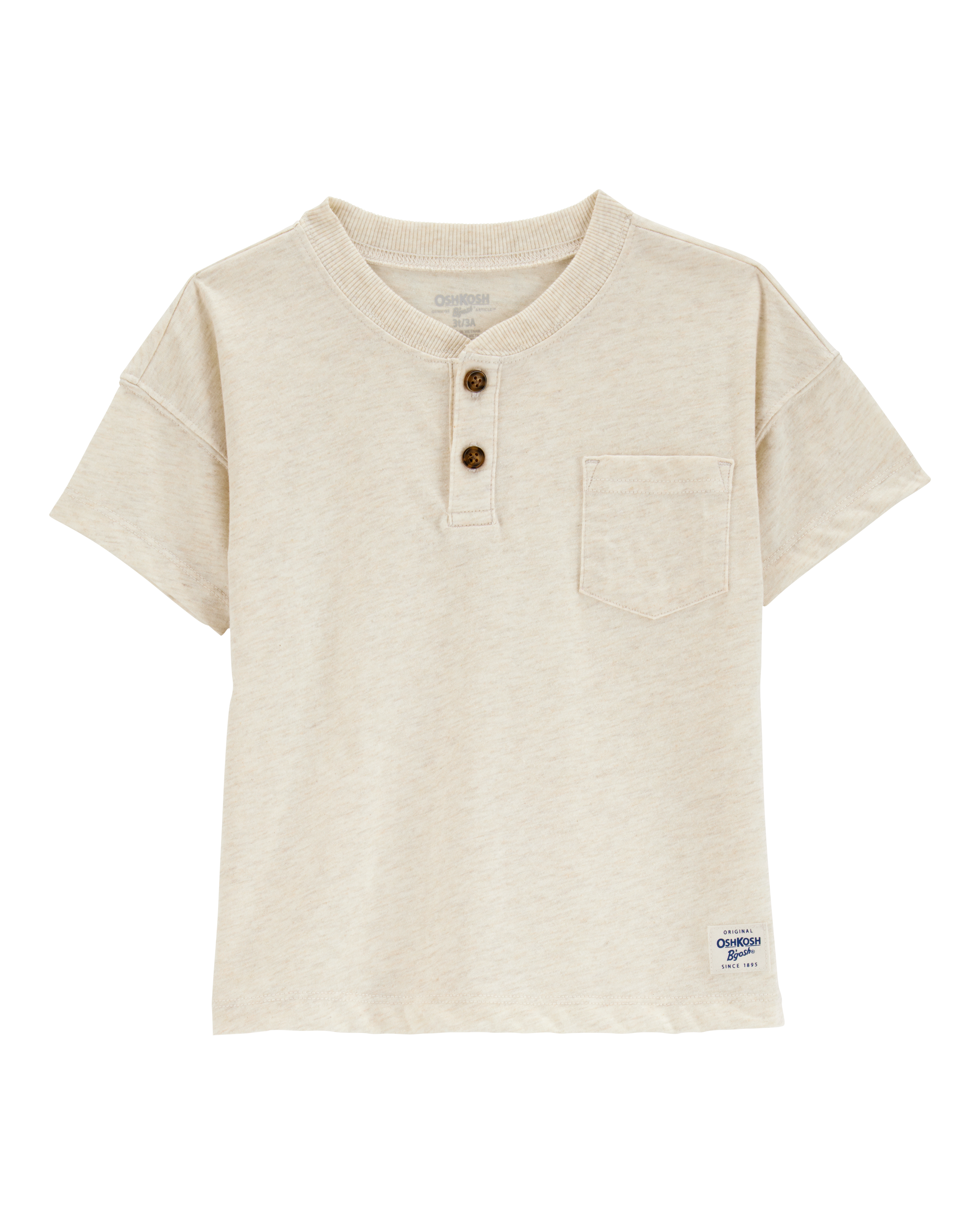 Toddler Pocket Henley Tee - Cream