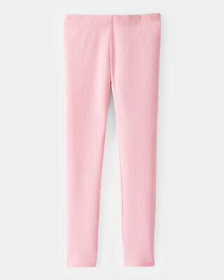 Product image 2 of Kid Solid Cotton Ribbed Stretch Leggings - Pink