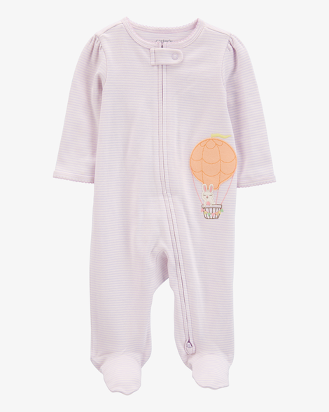 baby hot air balloon bunny 2-way zip cotton sleep & play pajamas