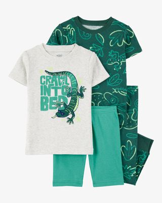 Product image 1 of Toddler 4-Piece Lizard Cotton Blend Pajamas - Green