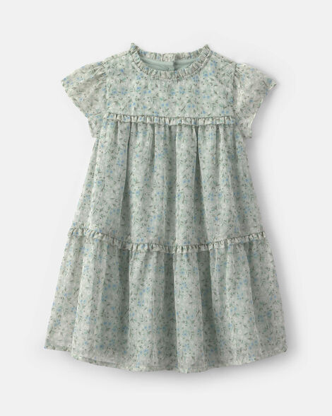 toddler girl floral occasion dress - green