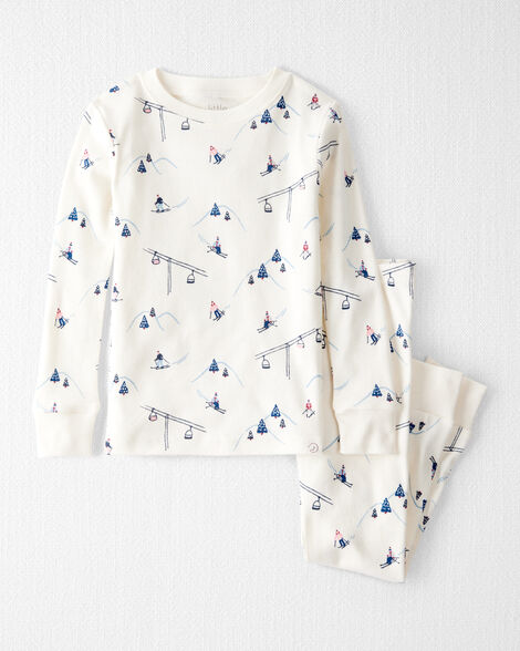 Toddler Organic Cotton Pajamas in Snowy Slopes Print