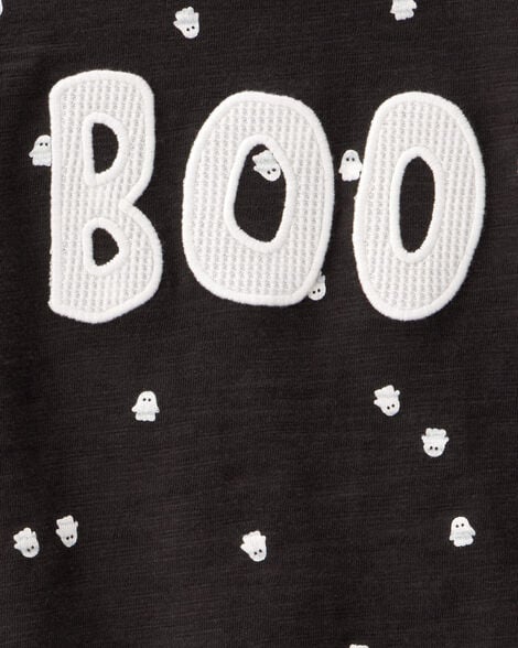 Baby 2-Piece Ghost Print Halloween Outfit Set - Black