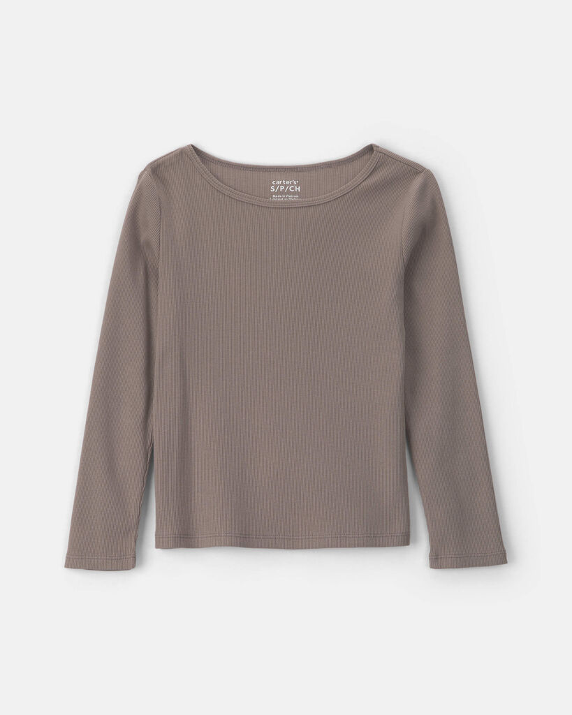 Carter's girls long-sleeve rib top L Grey