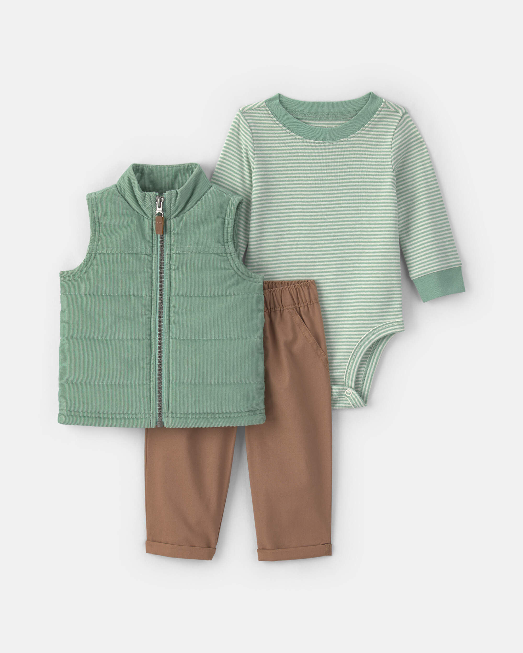 Carters baby boy 3-piece corduroy long-sleeve layering set 12M Green 33$