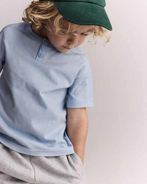 Toddler Boy Henley Tee - Blue