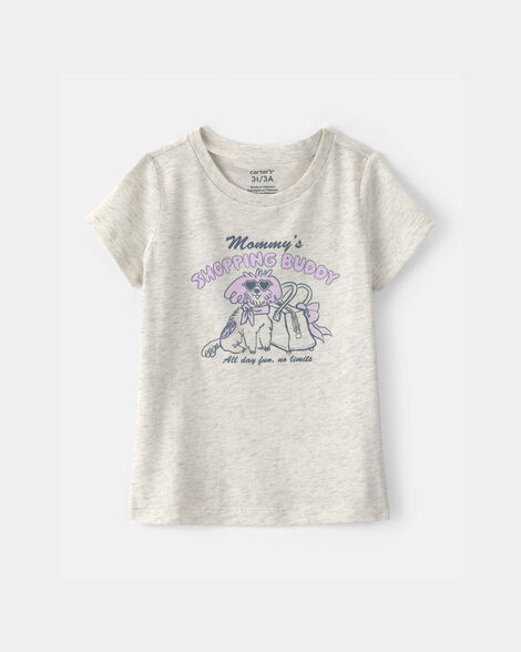 toddler girl 'mommy's shopping buddy' graphic tee - grey