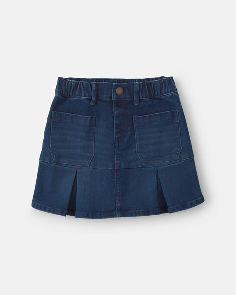 Girls Chambray Denim Skirt - Dark Wash