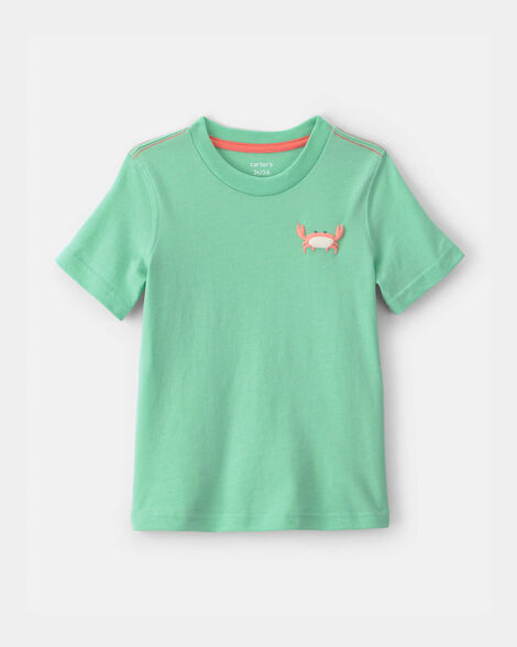 toddler boy crab graphic tee - green
