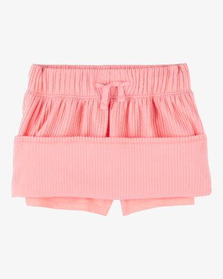 Product image 2 of Kid Ribbed Textured Drawstring Skort - Orange