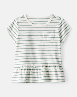 Toddler Girl Flower Print Short-Sleeve Peplum Top - Tan