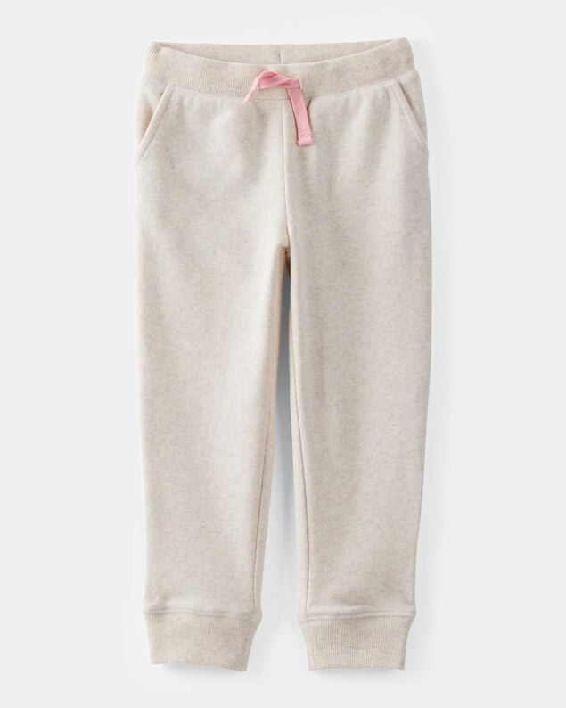 Product image 1 of Toddler Girl Solid Fleece Drawstring Joggers - Oatmeal