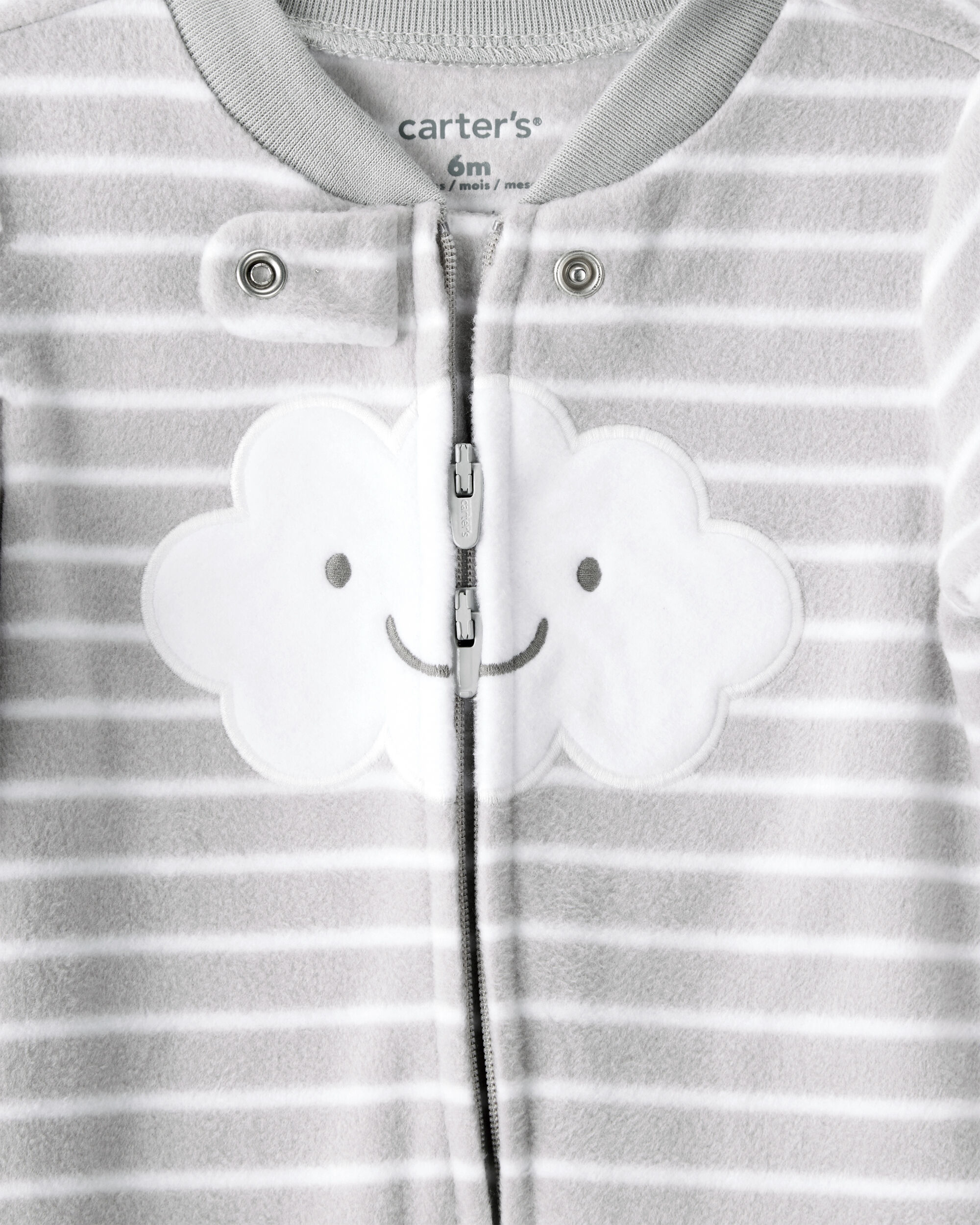 Baby Cloud Print Loose Fit Sleep & Play Pajamas - Grey