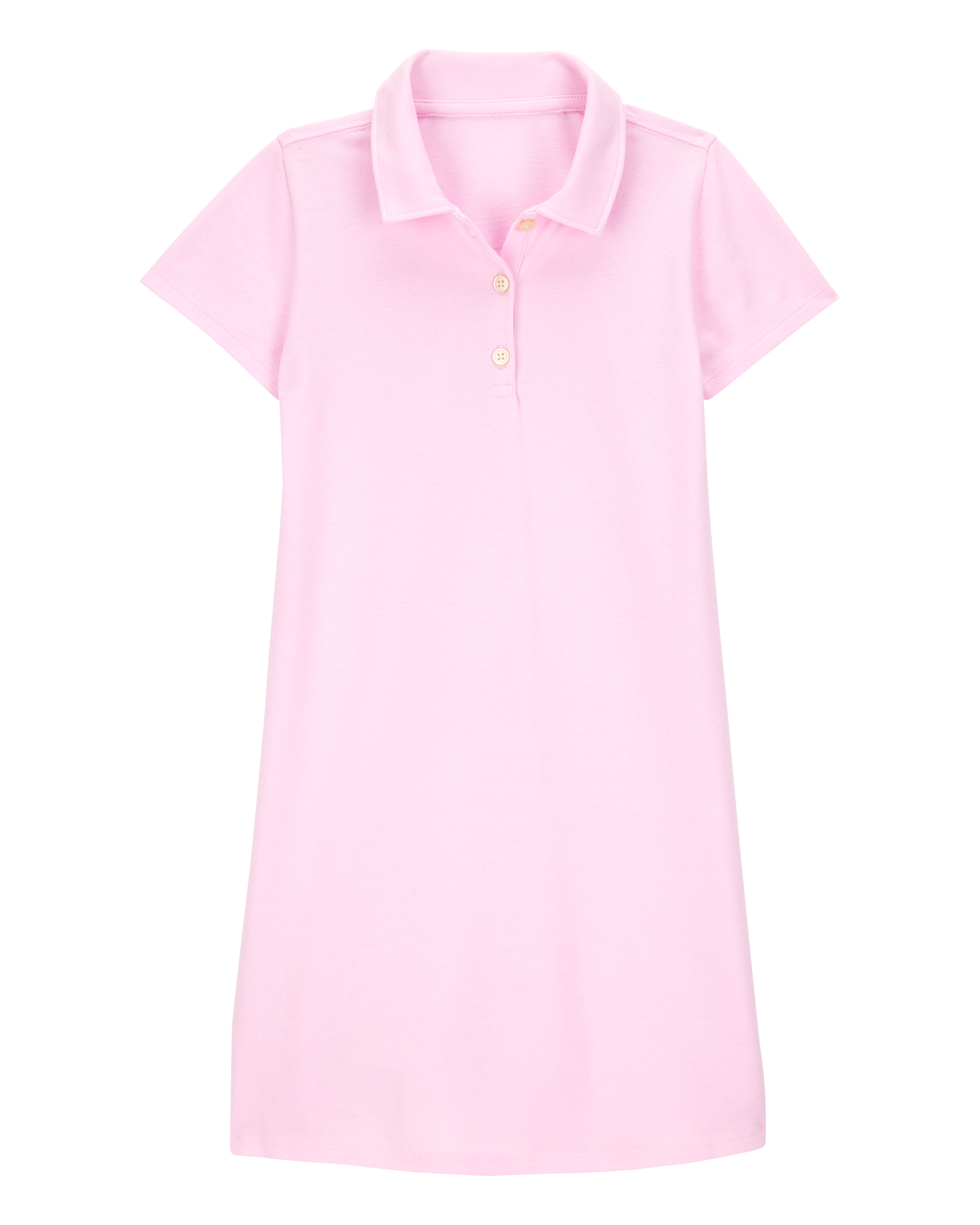 Girls Pique Short-Sleeve Uniform Dress - Pink