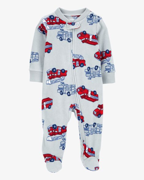 Product image 1 of Baby Firetruck Fleece Zip-Up Footie Sleep & Play Pajamas