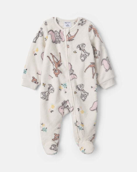 baby girl 2-way zip disney© cozy sleep & play pajamas - grey