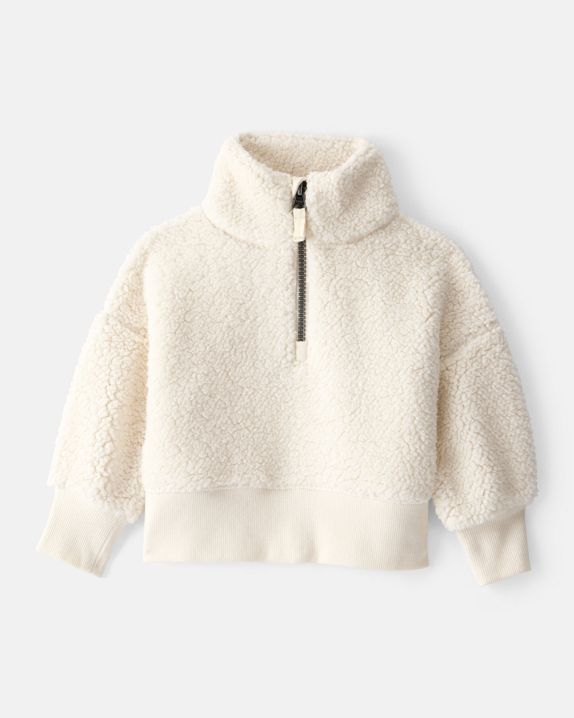 Baby Girl Quarter-Zip Pullover Sweatshirt - Cream