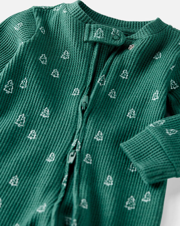Product image 2 of Baby Organic Cotton Waffle Knit Sleep & Play Pajamas in Christmas Tree Print
