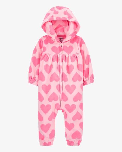  Product image 1 of Baby Hearts Hooded Zip-Up Fleece Jumpsuit