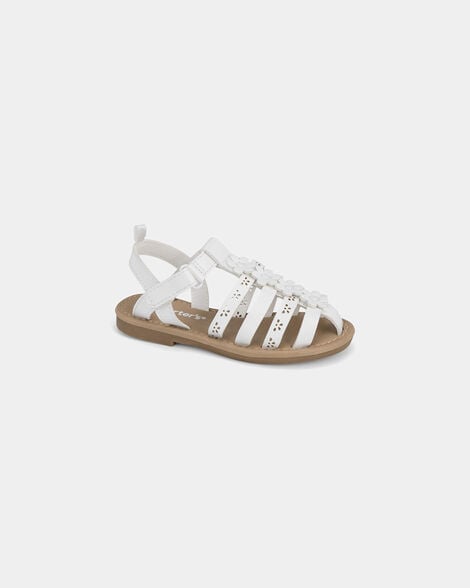 toddler girl floral sandals - white
