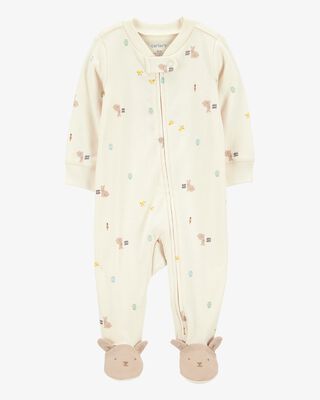 Product image 1 of Baby Bunny 2-Way Zip Cotton Sleep & Play Pajamas - Cream