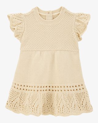Product image 1 of Baby Pointelle Sweater Dress- Cream