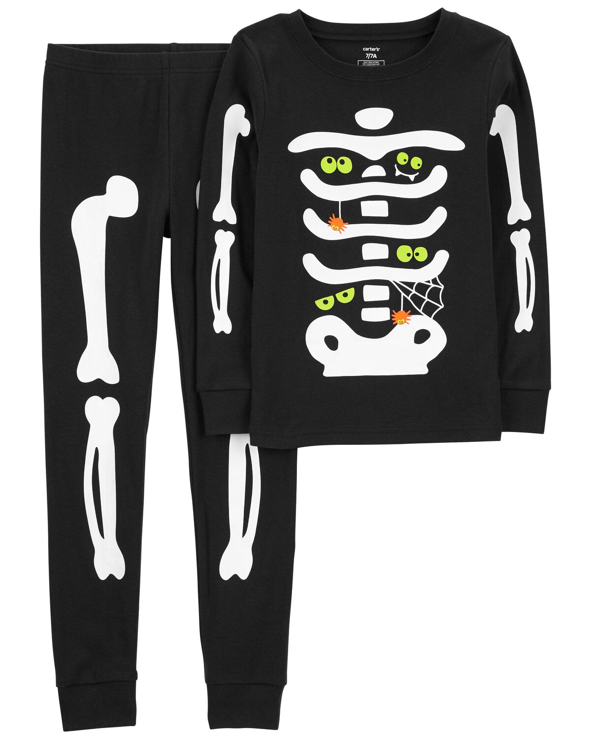 black-kid-2-piece-glow-skeleton-100-snug-fit-cotton-pajamas-carters