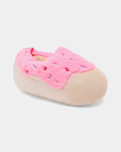 girls donut slippers - pink/beige