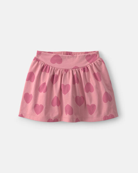 girls heart cotton skort - pink