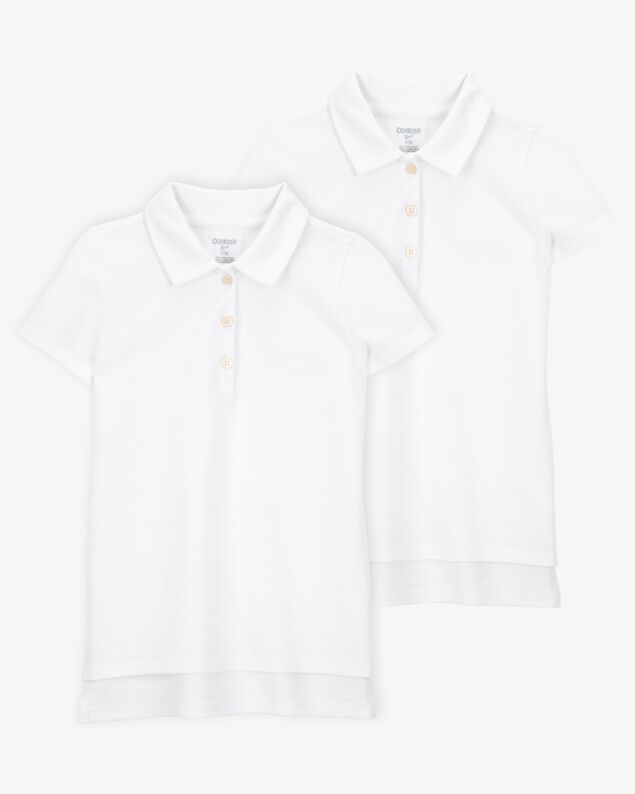 Product image 1 of Kid 2-Pack Pique Uniform Polo Shirts - White