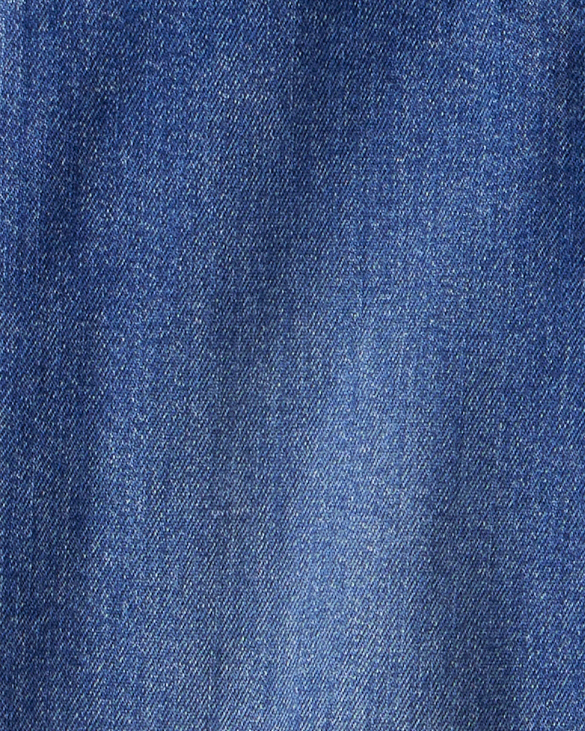 Girls Denim Sleeveless Overalls - Blue