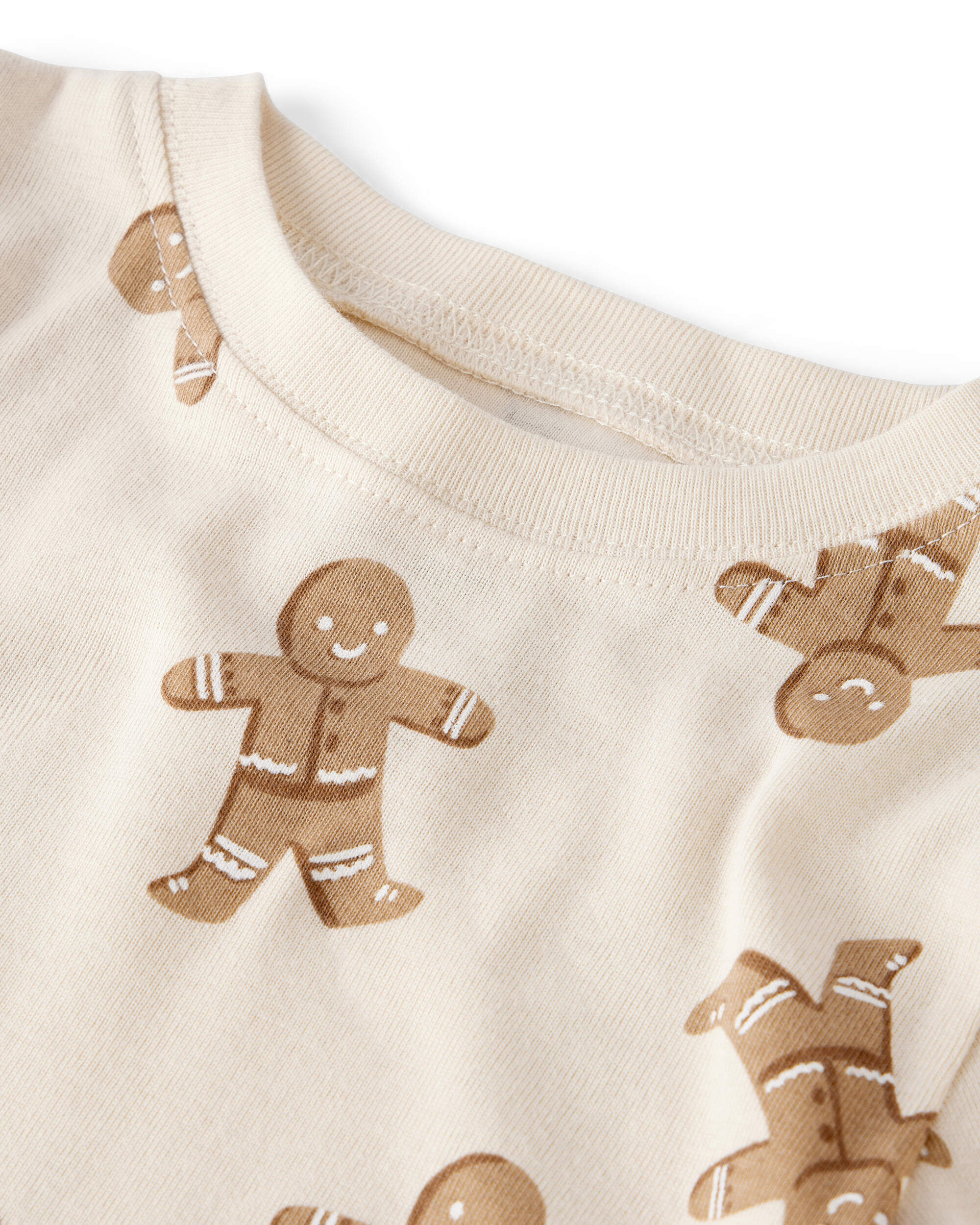Kid Organic Cotton Pajamas Set Gingerbread Man Print