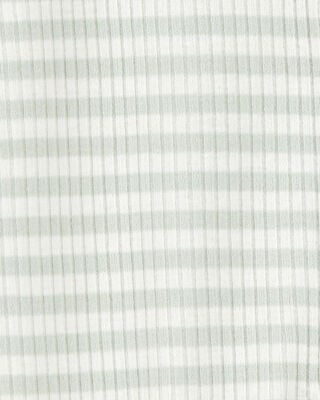 Product image 2 of Baby Boy Striped 2-Way Zip Ribbed Sleep & Play Pajamas - Green/White