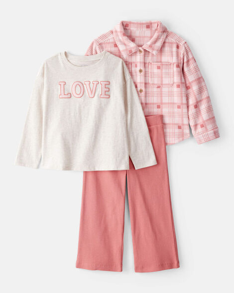Product image 1 of Toddler Girl 3-Piece Long-Sleeve Layering Set - Pink