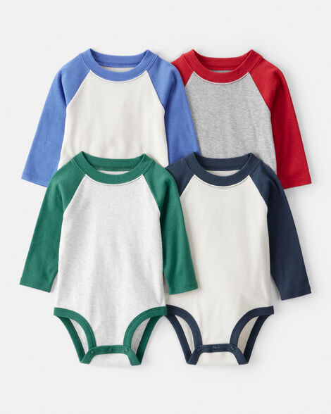 baby boy 4-pack long-sleeve multipack raglan bodysuits