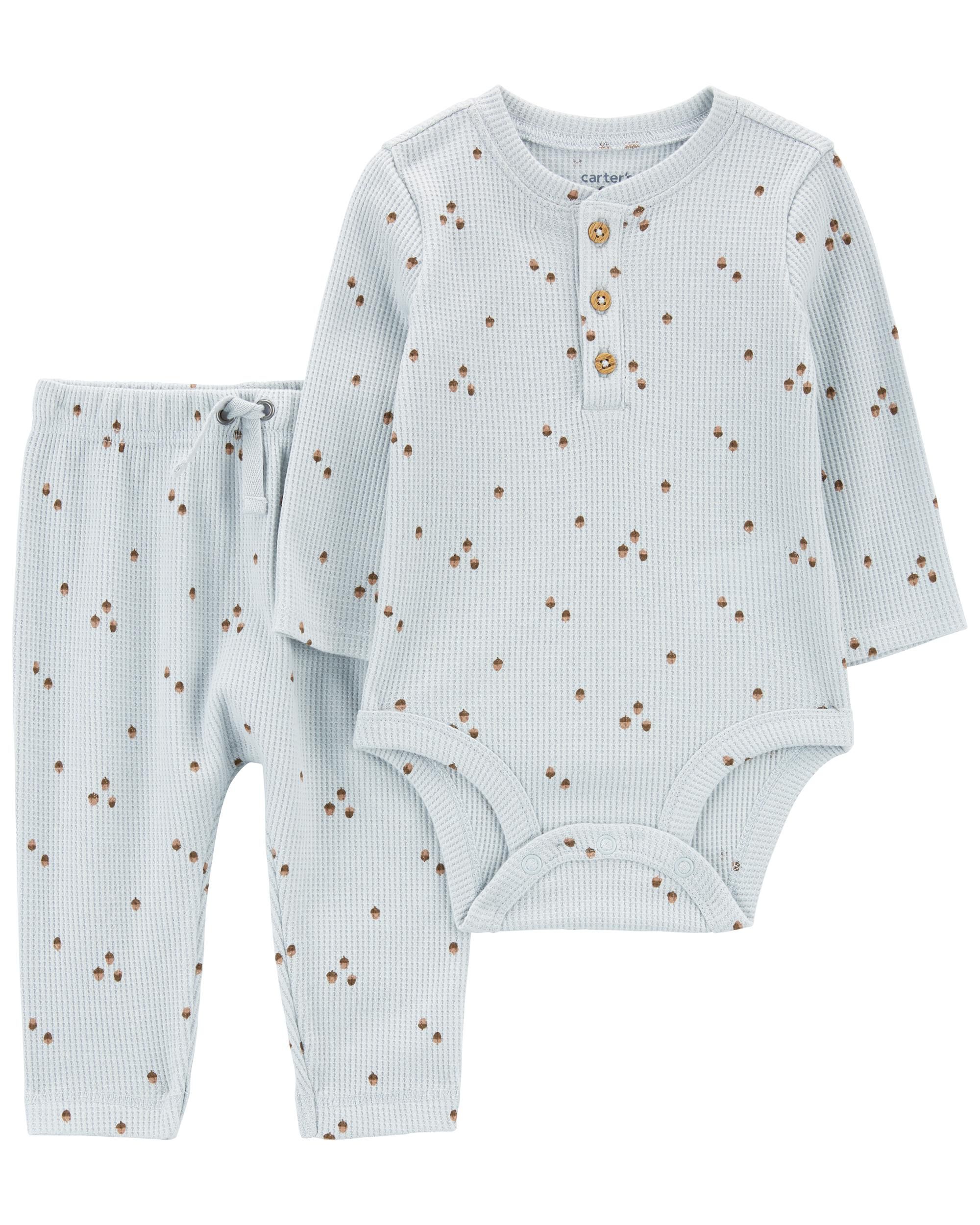Baby 2-Piece Plaid Hooded Shirt & Pull-On Pant Set