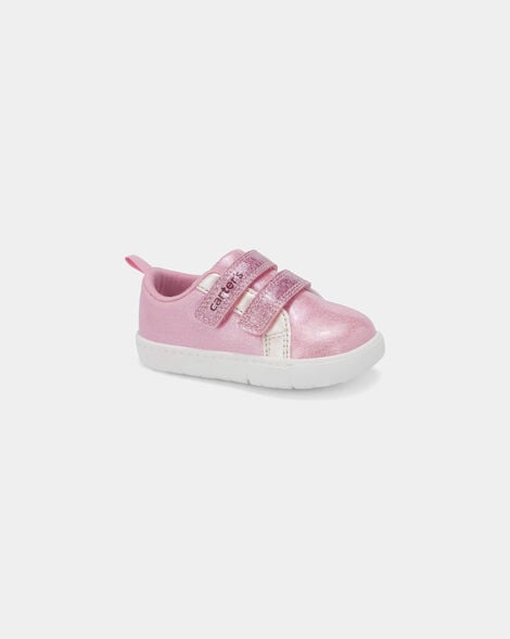 baby girl every step® first walker shimmer sneakers - pink