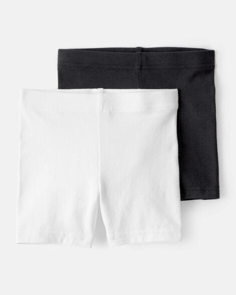 Image of Toddler Girl 2-Pack Cartwheel Shorts - Black/White
