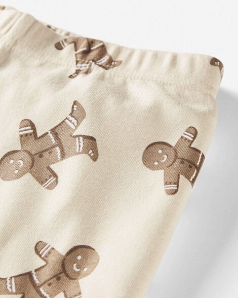 Kid Organic Cotton Pajamas Set in Gingerbread Man Print