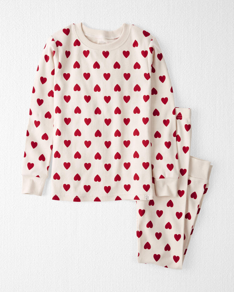 Little Planet Kids 2-Piece Organic Cotton Pajamas in Hearts 10 Red Hearts