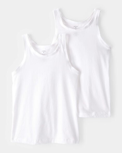 girls 2-pack tank undershirts - white
