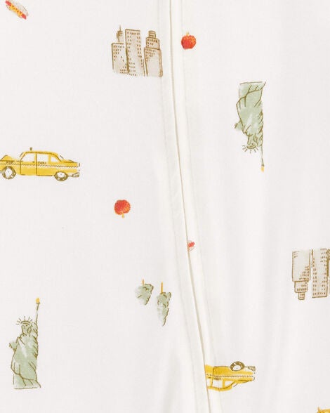  Product image 3 of Baby New York City Print 2-Way Zip PurelySoft Sleep & Play Pajamas - Ivory