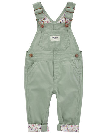 Floral Lined Lightweight Canvas Overalls