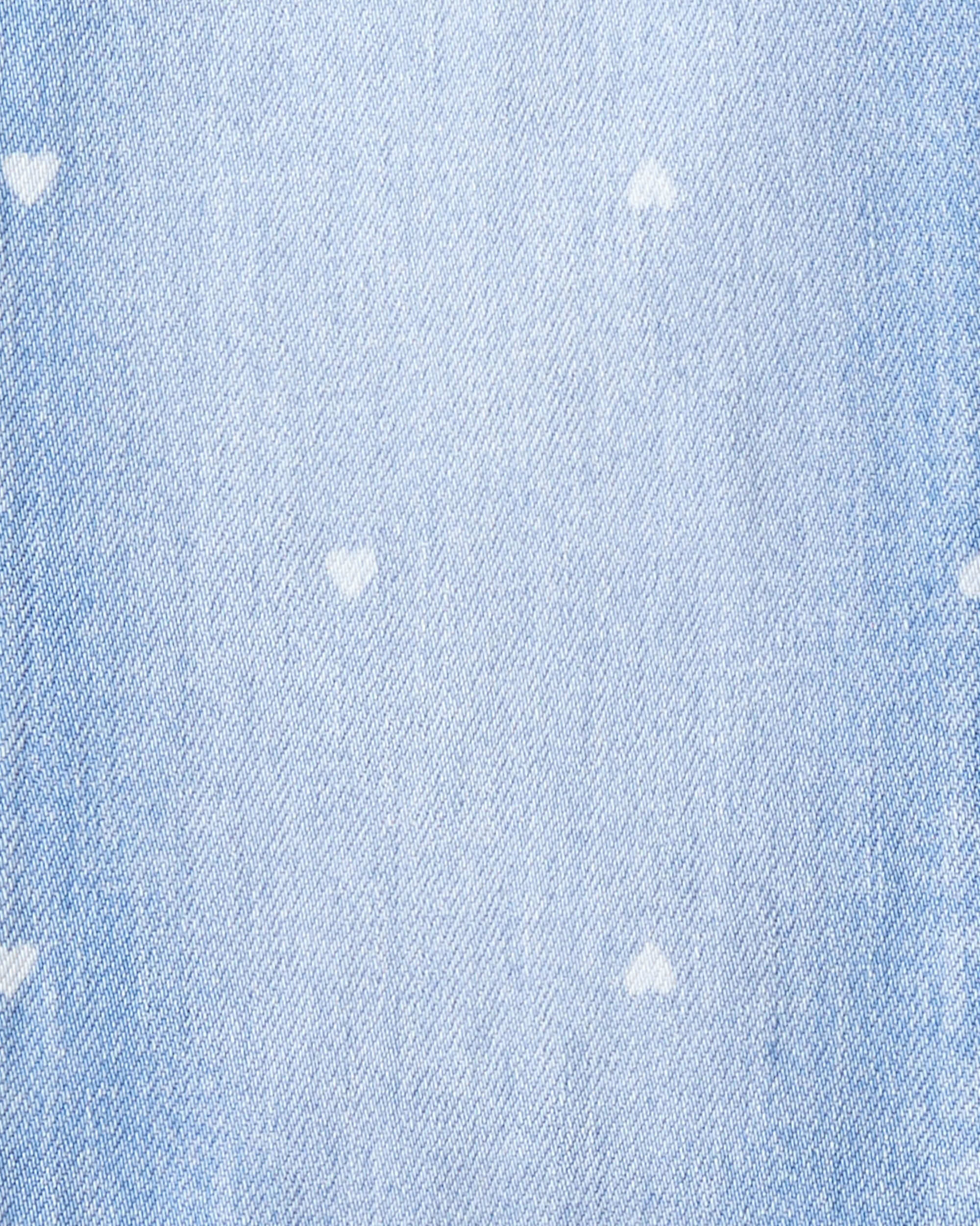 Girls Medium Wash Heart Print Flared Jeans