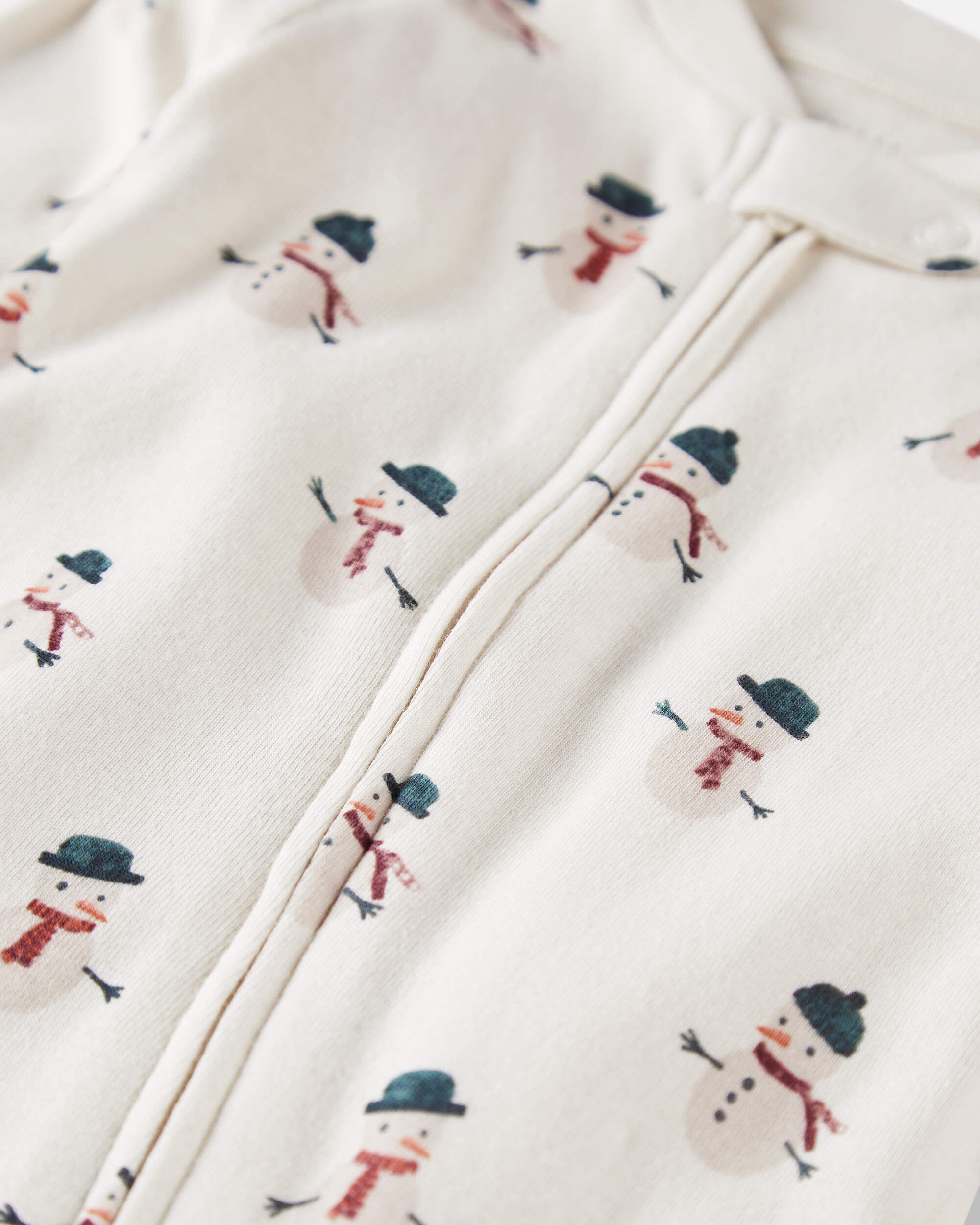 Baby Organic Cotton Sleep & Play Pajamas in Snowman Print