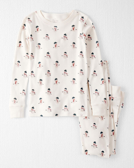 Kids 2-Piece Organic Cotton Pajamas in Snowman Print