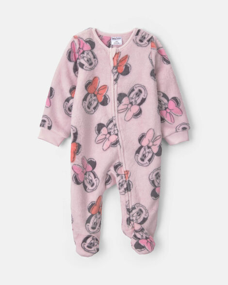 baby girl 2-way zip disney© minnie mouse cozy sleep & play pajamas - pink
