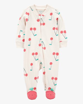 Product image 1 of Baby Cherry Print 2-Way Zip Cotton Sleep & Play Pajamas