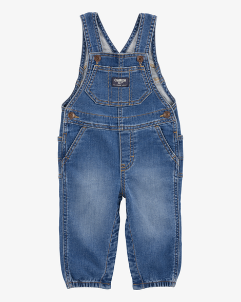 Baby Knit-Like Denim Overalls - Medium Wash